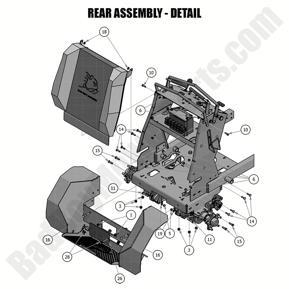 1996 - Bad Boy Mower Parts Lookup > 2019 > Revolt > Rear Assembly Detail